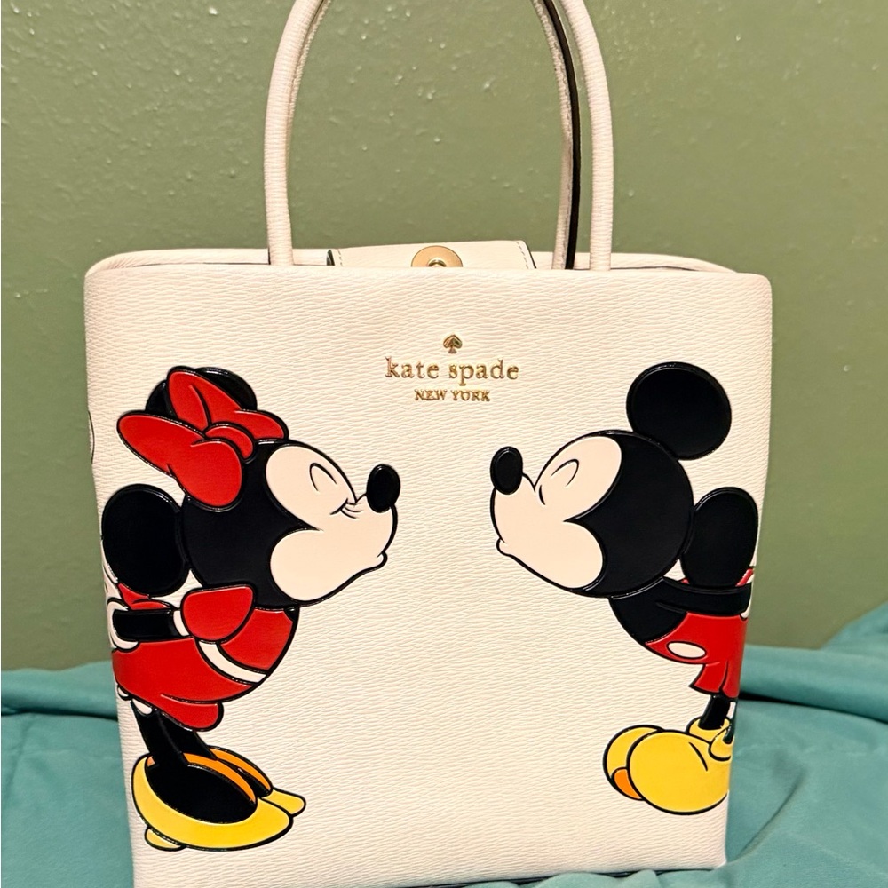 Kate Spade Cream Tote with Mickey and Minnie Design